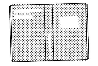 Stylised black and white screentone illustration of a book jacket